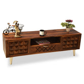 MoonWooden Engineered Wood TV Cabinet and Home Entertainment Unit, Matte Walnut (2 Doors, 2 Shelves Storage, Suitable for Up to 70 inch TV, Cord Management, Termite Free, Matte Wood Grain Finish)